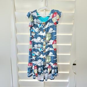 Posh Peanut "Tanner" Ruffled Cap Sleeve Henley Hi-Low Dress, EUC